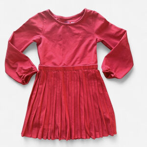 Polo Ralph Lauren Pleated Stretch Jersey Long Sleeve Dress Red Girl’s 4/4T